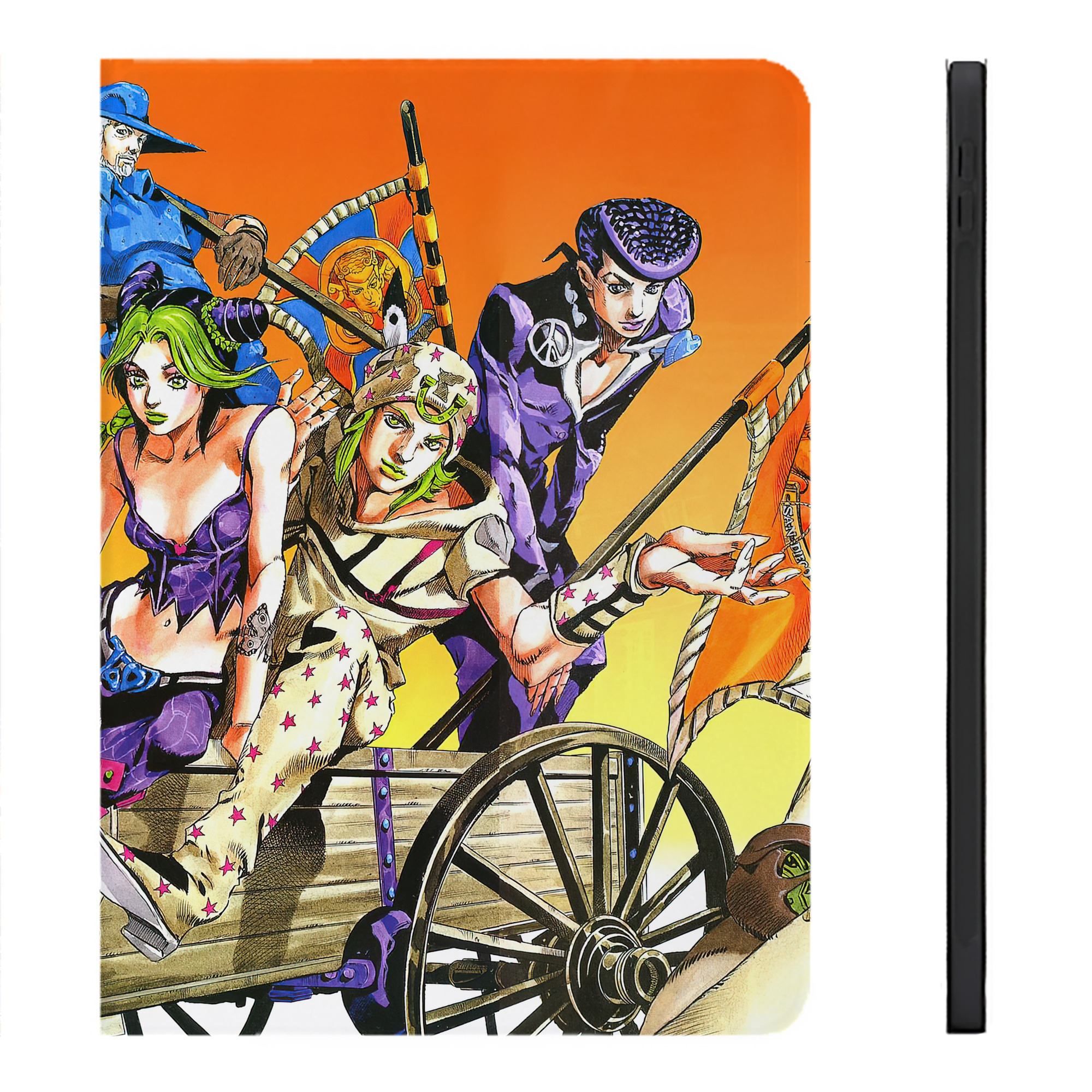 （画像用） ジョジョの奇妙な冒険 JoJo's Bizarre Adventure IPadケース ペンホルダー付き ブックスタイルデザイン